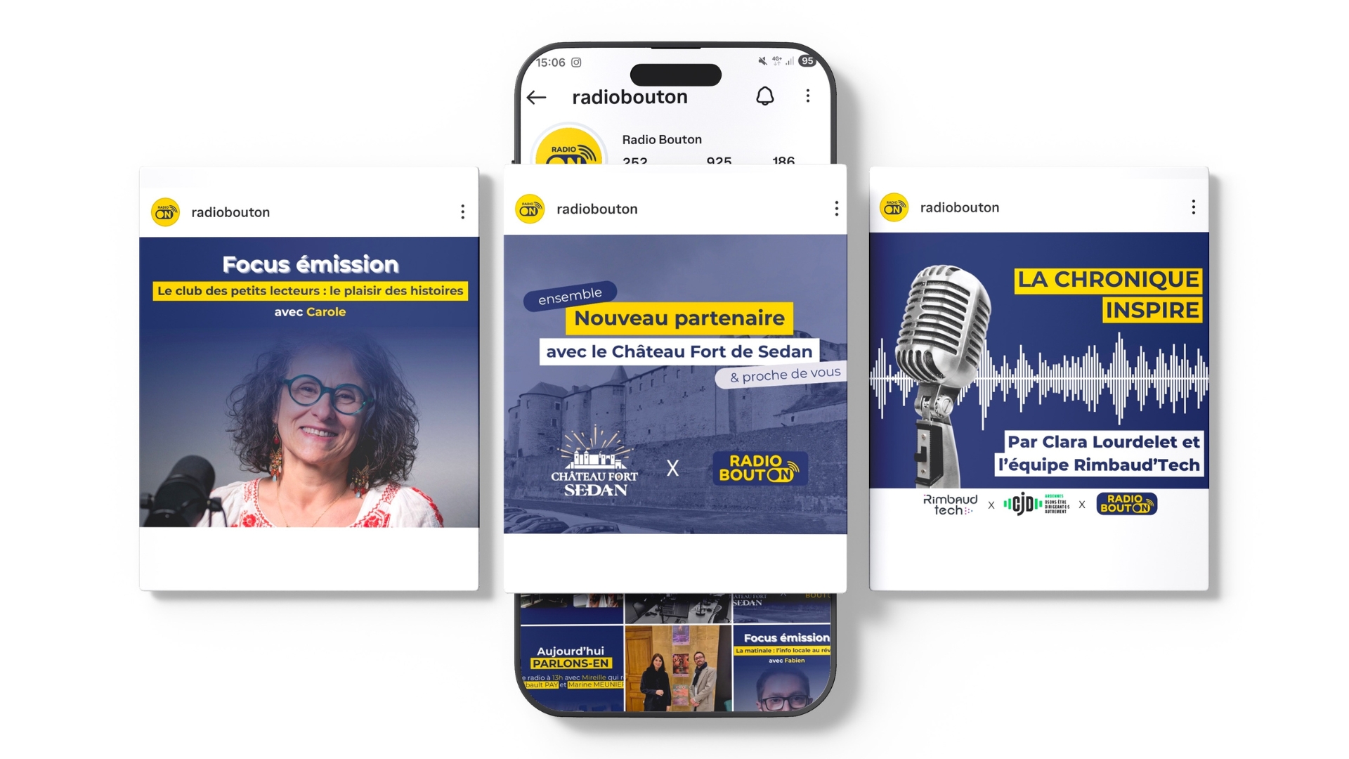 Posts réseaux sociaux Radio Bouton
